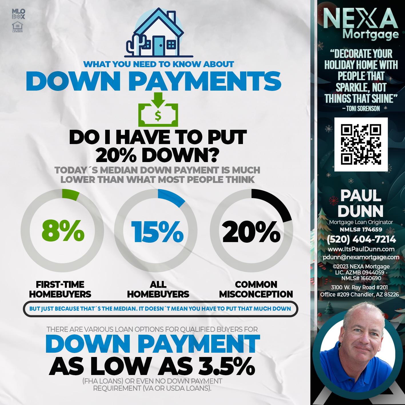 DOWN PAYMENTS - Paul Dunn -Certified Mortgage Advisor