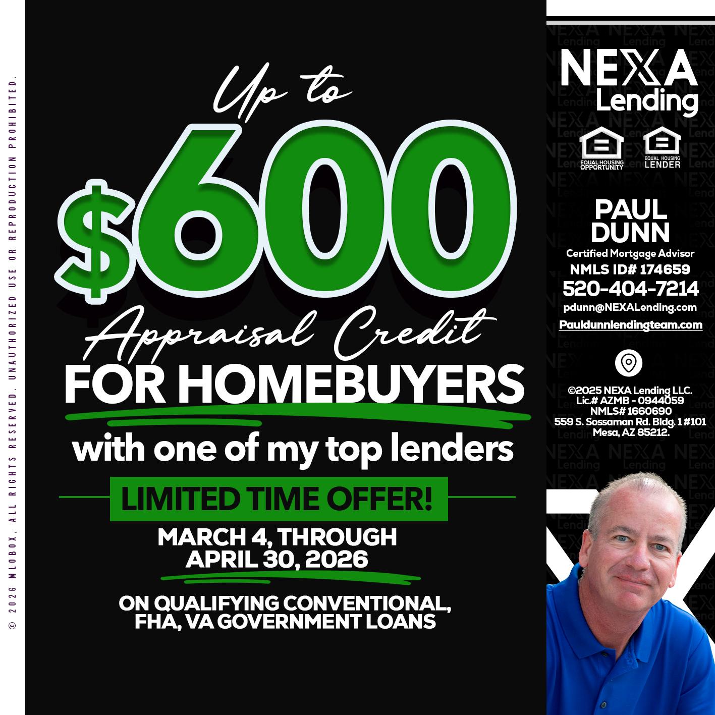 up to $600 - Paul Dunn -Certified Mortgage Advisor