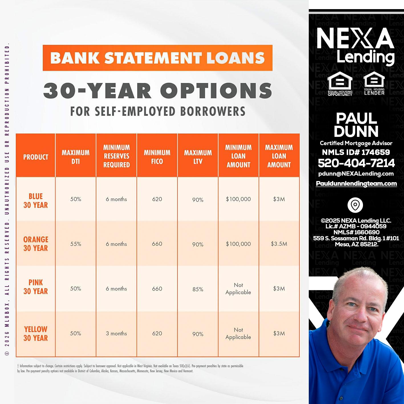 30 YEARS OPTIONS - Paul Dunn -Certified Mortgage Advisor