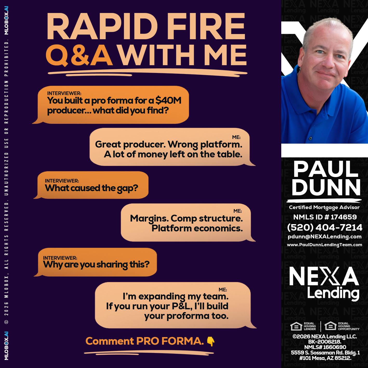 RAPID FIRE - Paul Dunn -Certified Mortgage Advisor