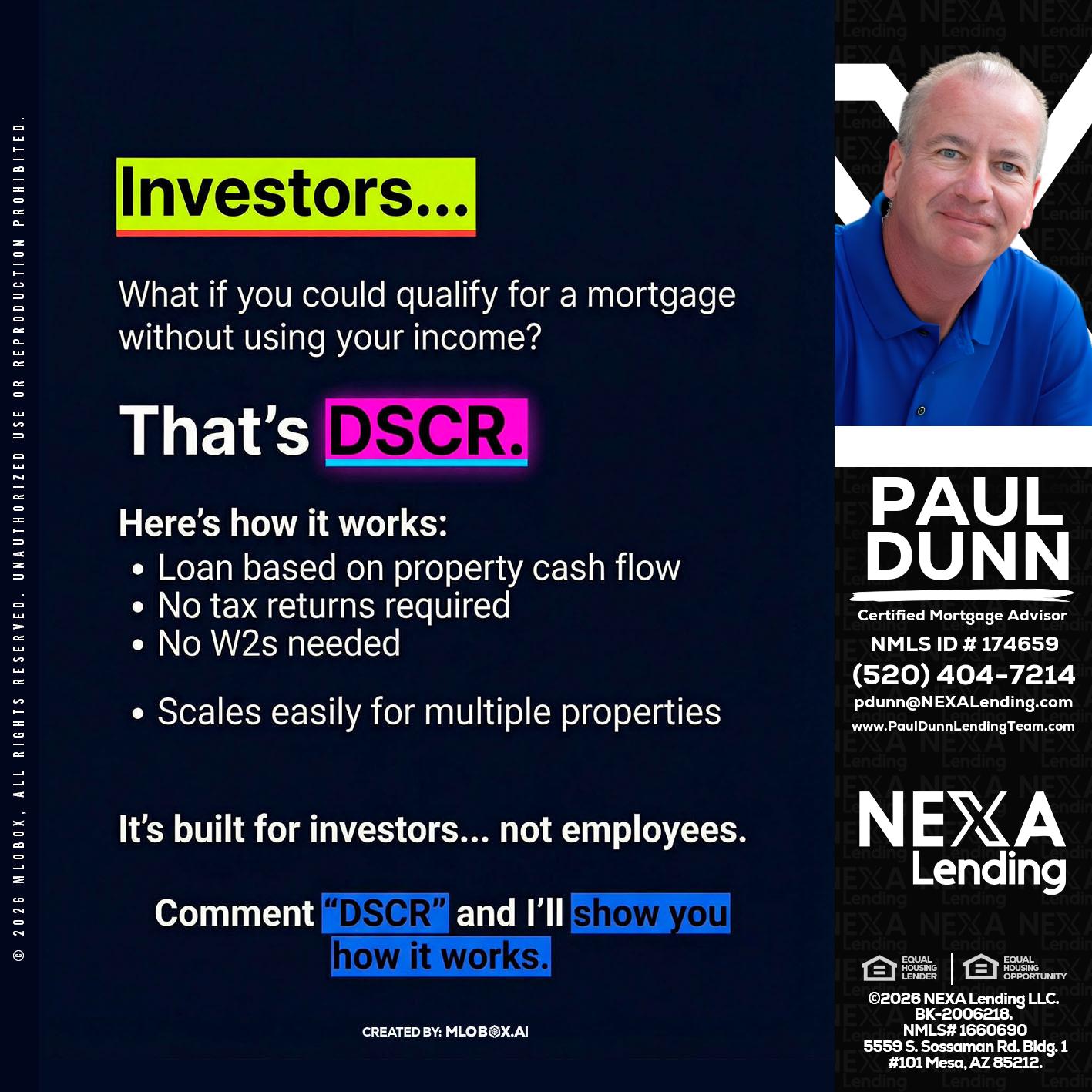 INVESTORS - Paul Dunn -Certified Mortgage Advisor