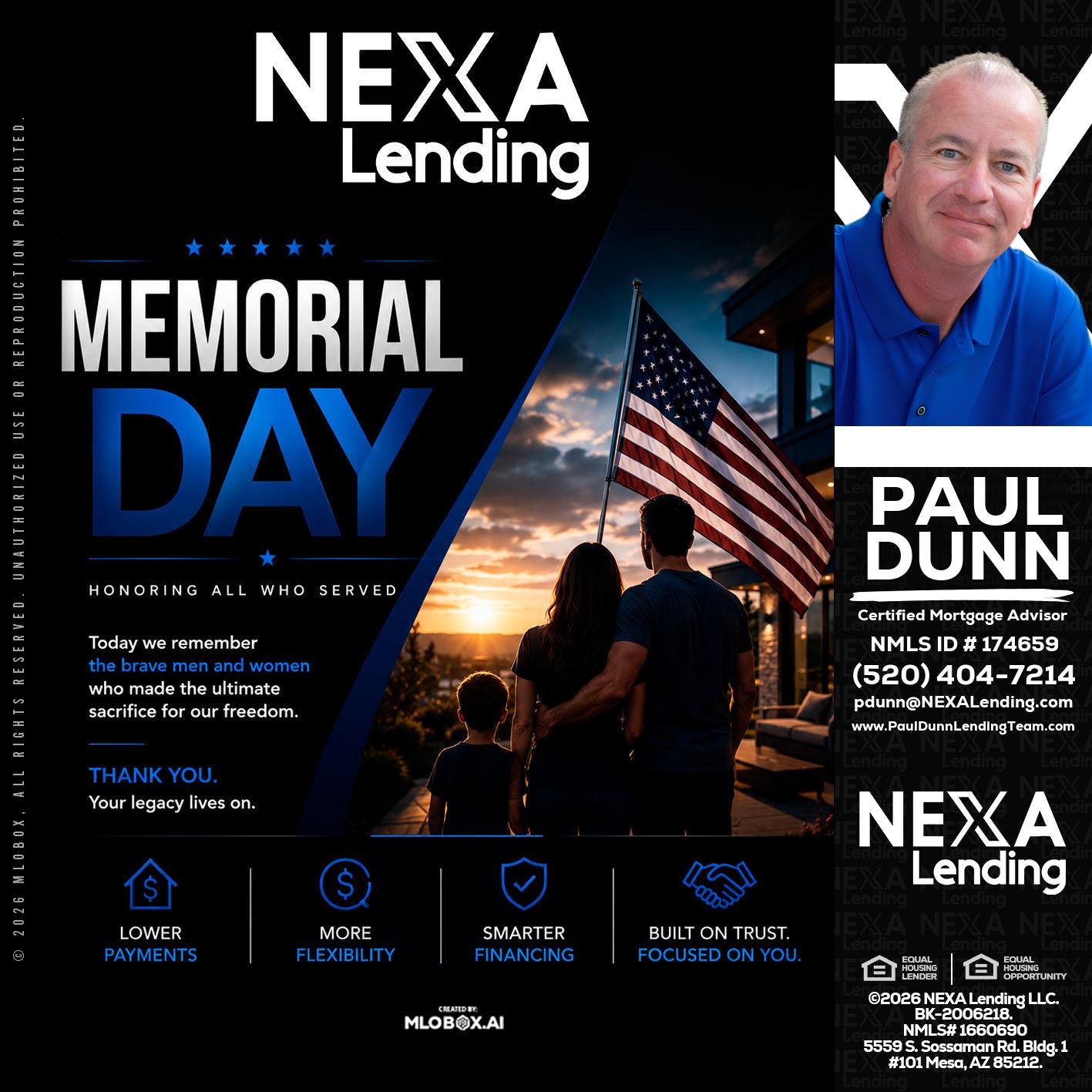 MEMORIAL DAY - Paul Dunn -Certified Mortgage Advisor